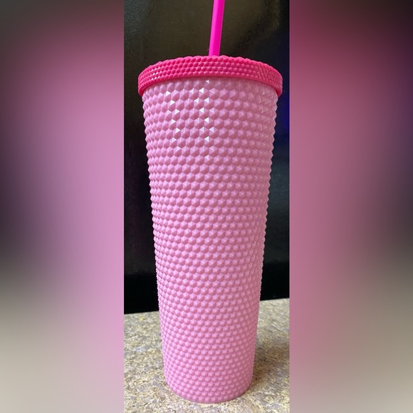NWOT Barbie Pink Studded Tumbler Cup & Straw Hot Topic Exclusive - Picture 4 of 4